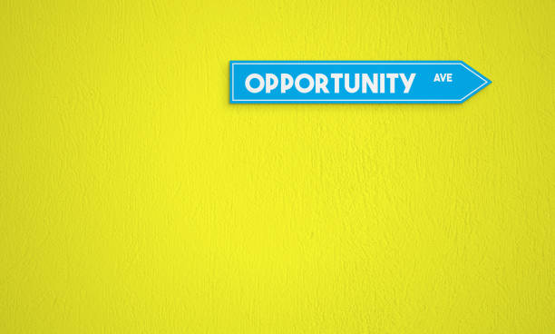 istock Opportunity Directional Sign On The Yellow Wall Background 1263837234