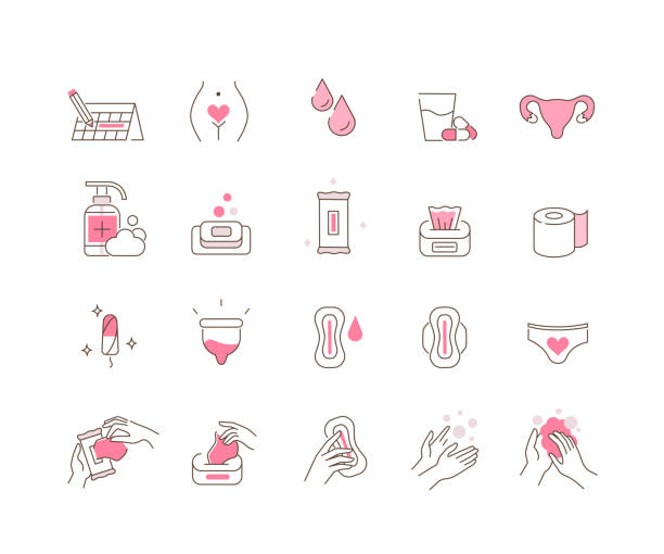 menstruationssymbole - gynecological examination stock-grafiken, -clipart, -cartoons und -symbole