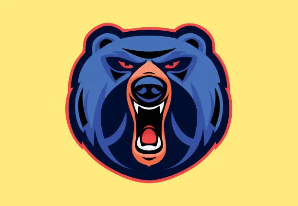 Vector illustration of angry bear mascot