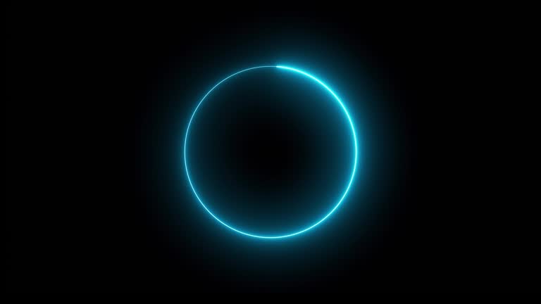 4k Blue Neon Circle lights background