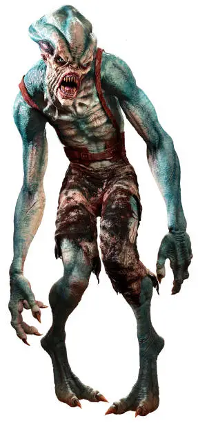 Swamp horror monster 3D illustration