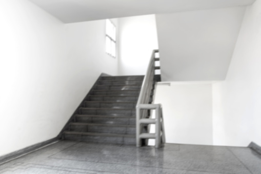 Blured focus image of Staircase at the fire exit Stair hall in the high-rise building