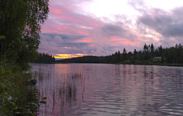 istock Summer landscape on the lake. Sunset sun and clouds. 1263852428