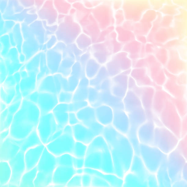 hell gefärbte holographische sommer wasser oberfläche hintergrund mit wellen und reflexionen - holiday vacations party mirrored pattern stock-grafiken, -clipart, -cartoons und -symbole