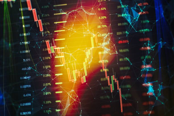 istock Fundamental and technical analysis concept. Abstract financial trading graphs on monitor. Background with currency bars and candles 1263854115