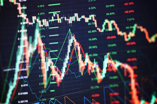 istock Trading platform. Business graph. Abstract glowing forex chart interface background. Investment, trade, stock, finance and analysis concept. 1263855218