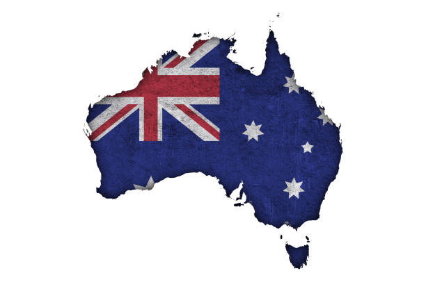 istock Map and flag of Australia on weathered concrete, 1263860938