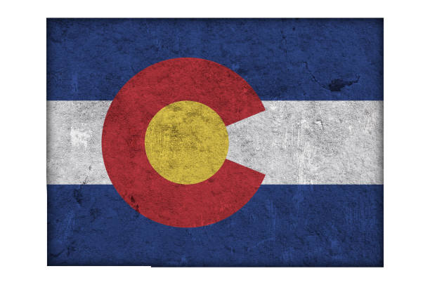 istock Map and flag of Colorado on weathered concrete, 1263861214