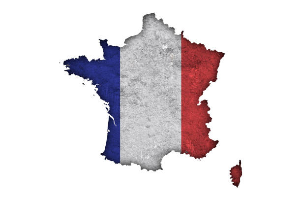 istock Map and flag of France on weathered concrete, 1263861927