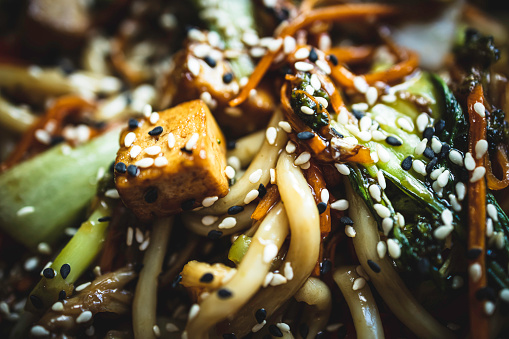 fresh and hot vegetarian Asian cuisine from a wok