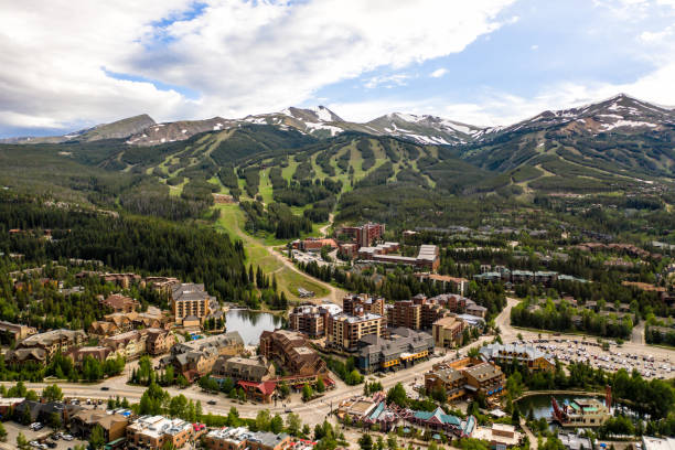 Aerial drone photo - Rugged Rocky Mountains of Breckenridge, Colorado. A beautiful drone photo of Breckenridge Colorado colorado photos stock pictures, royalty-free photos & images