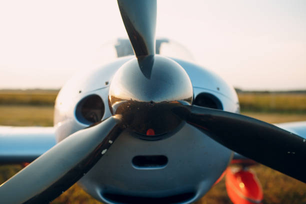 istock Airplane Motor with Propeller Blades and air intake 1263869992