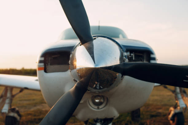 istock Airplane Motor with Propeller Blades and air intake 1263869997