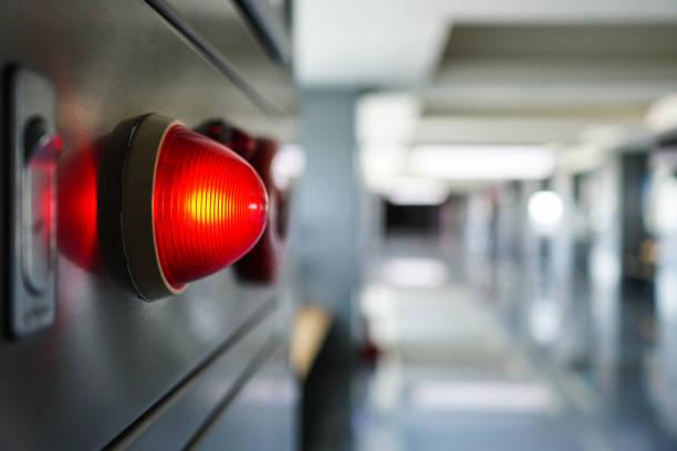istock Alarm bells and warning lights for avoiding fire in a modern building. 1263876425