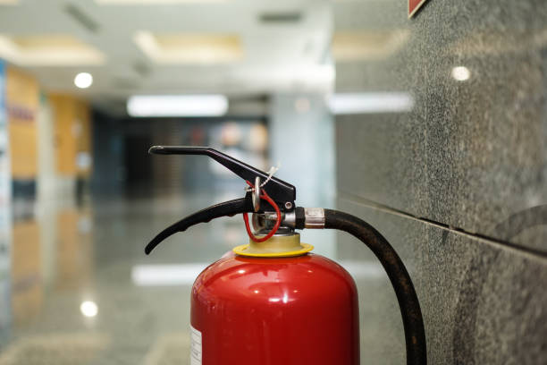 Alarm bells and warning lights for avoiding fire in a modern building.