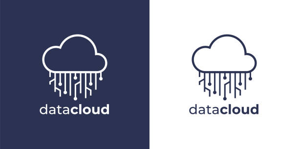 ikona obwodu chmury danych wirtualnej - cloud stock illustrations