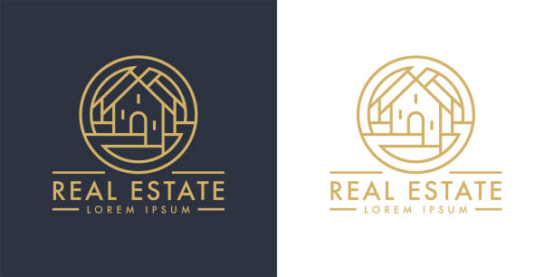 부동산 홈 라인 아이콘 - real estate stock illustrations