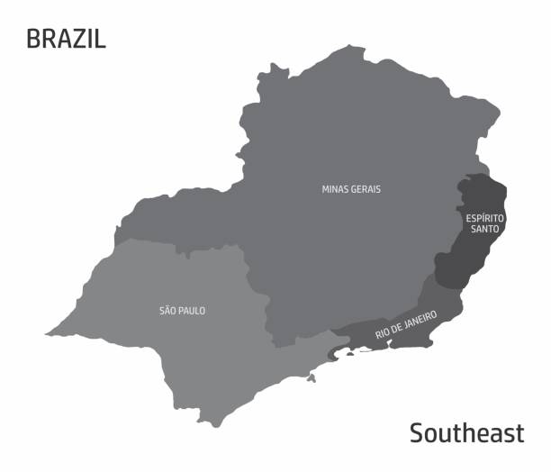 illustrations, cliparts, dessins animés et icônes de carte de la région sud-est du brésil - southeast