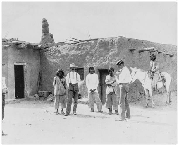istock Antique black and white photograph: Mexican natives 1263878285