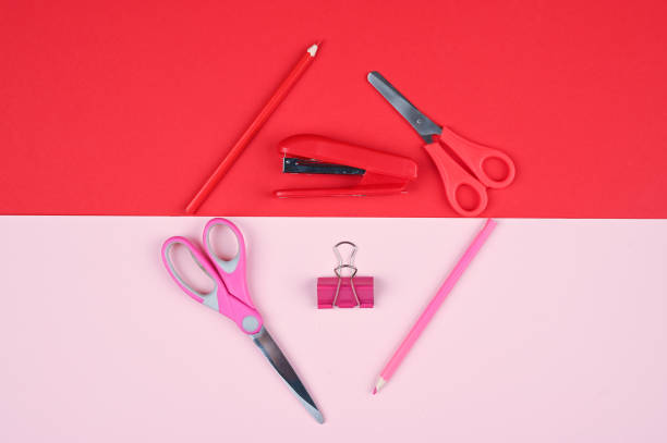 istock red and pink stationery. flat lay 1263879016