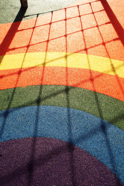 istock rainbow on the playground floor 1263884551