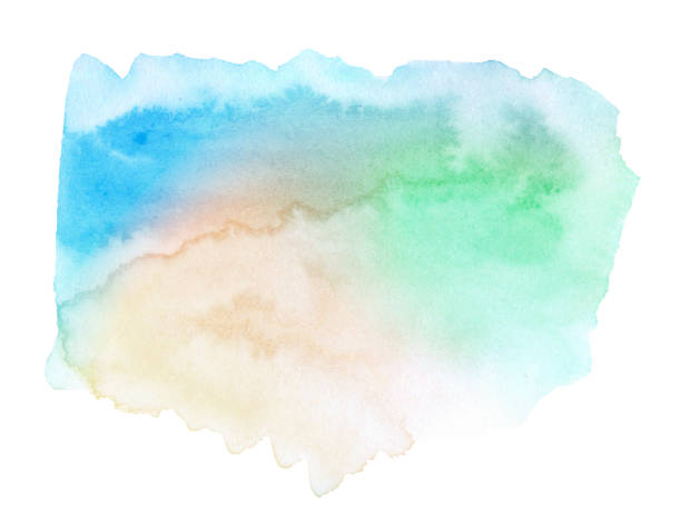 istock Multicolored watercolor spots in pastel colors on a paper backing. Isolated frame hand drawn by brush. Abstract unique original background. 1263886343