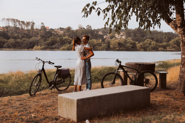 istock Couple having a romantic date with bicycles 1263887731