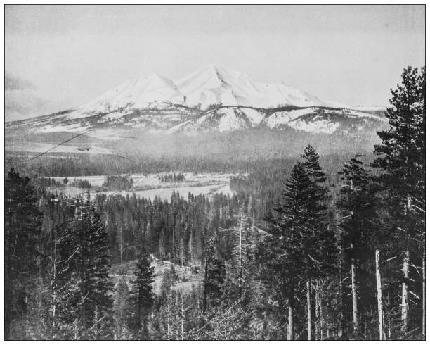 istock Antique black and white photograph: Shasta mountain 1263887972
