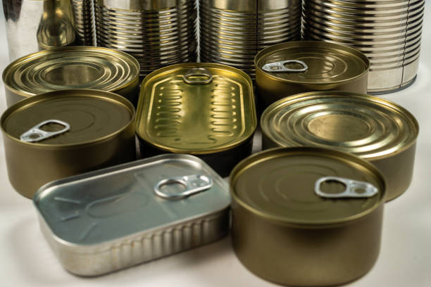 istock Mix of cans isolated on white background. 1263894629