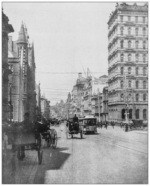 istock Antique black and white photograph: Collins Street, Melbourne, Australia 1263895122