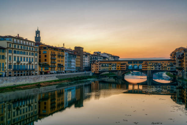 istock Sunrise at Ponte Vecchio bridge over Arno river in Florence, Italy. 1263897165