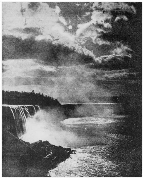 istock Antique black and white photograph: Niagara at night 1263897485