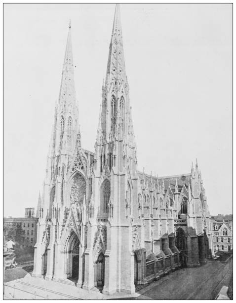 istock Antique black and white photograph: St Patrick Cathedral, New York 1263898992