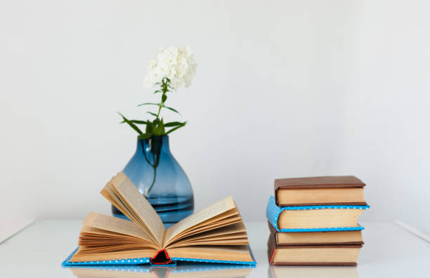 istock Cozy home interior decor: stack of books 1263899040