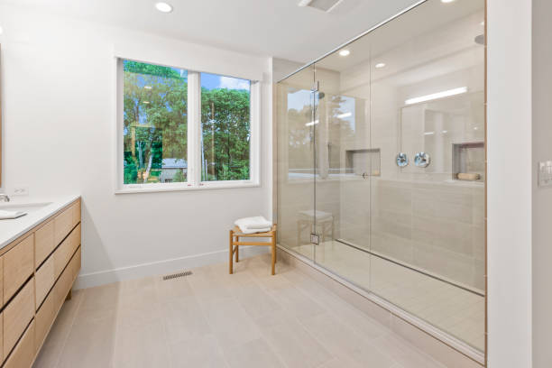 istock Large glass dual entry shower 1263899129