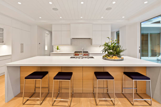 istock Contemporary kitchen with sleek trim and recessed lighting 1263899198