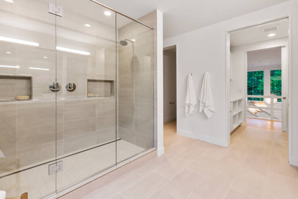 istock Large glass dual entry shower 1263899276