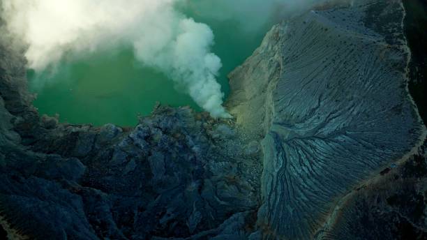 istock top photo inside a volcano which is in eruption 1263899302