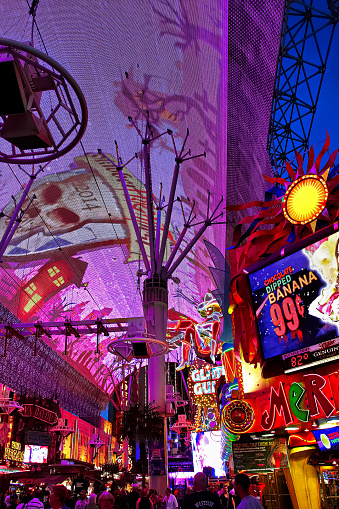 Las Vegas,NV/USA - Nov 01, 2014 : View of the Fremont Street Experience in Las Vegas,Bright neon lights. The Fremont Street Experience is a pedestrian mall and attraction in downtown Las Vegas.