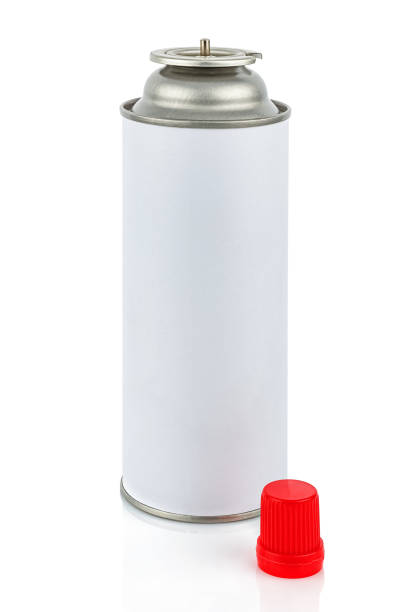 istock Portable gas cylinder for welding torch with removed protective red cap isolated on white background 1263901898