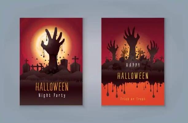 Vector illustration of Happy Halloween Night Party greeting card