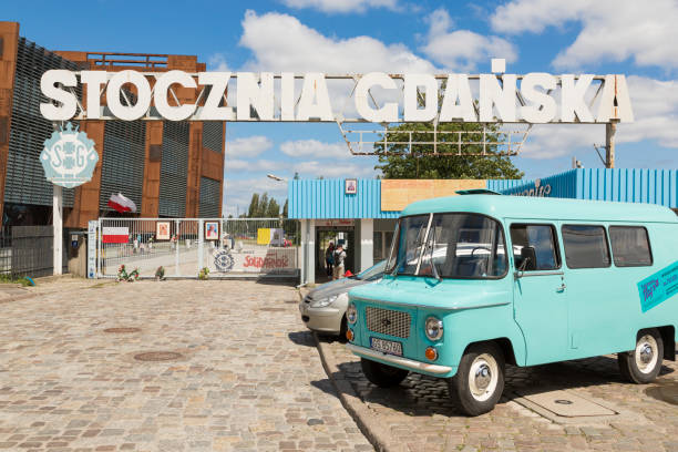 European Solidarity Centre, the historic Gate No. 2 (main gate), Poland Danzig, Poland - July 7 2016: Stocznia Gdanska Gate (European Solidarity Centre) solidarity labor union stock pictures, royalty-free photos & images