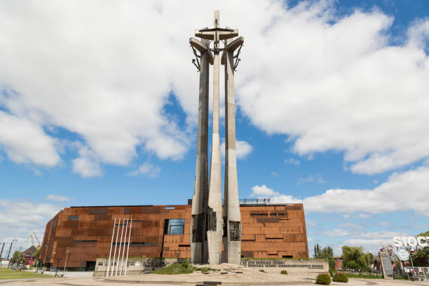 Danzig, Poland - July 7 2016: Stocznia Gdanska: Monument to the fallen shipyard workers