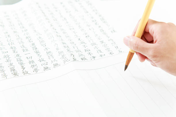 istock Practice of transcribing Buddhist sutras with ink brush 1263904135