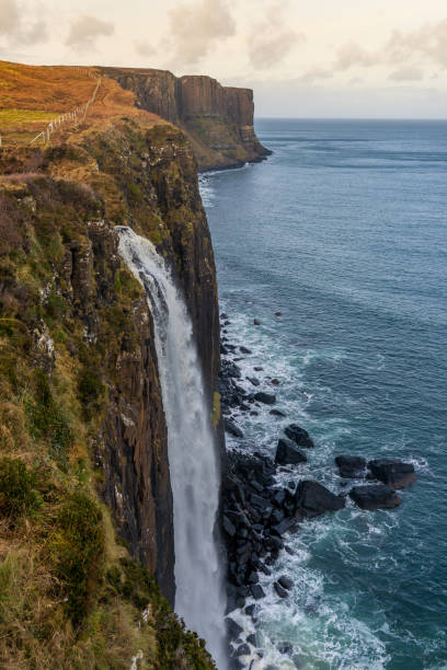 istock Waterfall falling from cliff to sea, Scotland, UK 1263908847