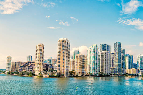 istock Miami, Seascape with skyscrapers in Bayside, downtown 1263909943