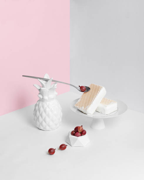 istock Vanilla ice cream on a pink background minimalism 1263910824