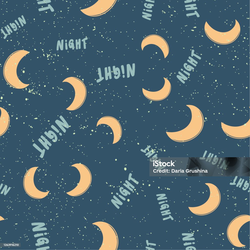 Vector Pattern Night Night Vector Seamless Pattern With Calligraphy Hand Drawn Text Good For ...