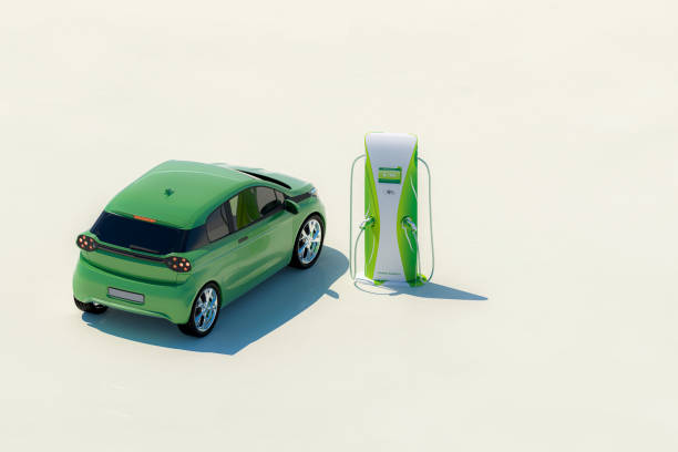 istock Modern electric car with electric charging station 1263917464