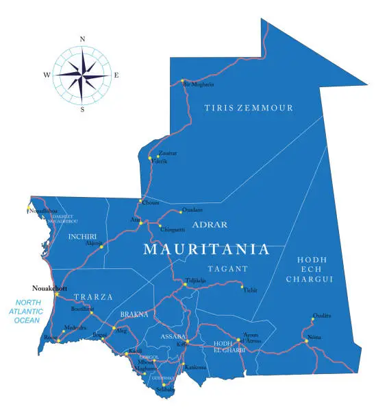 Vector illustration of Mauritania map